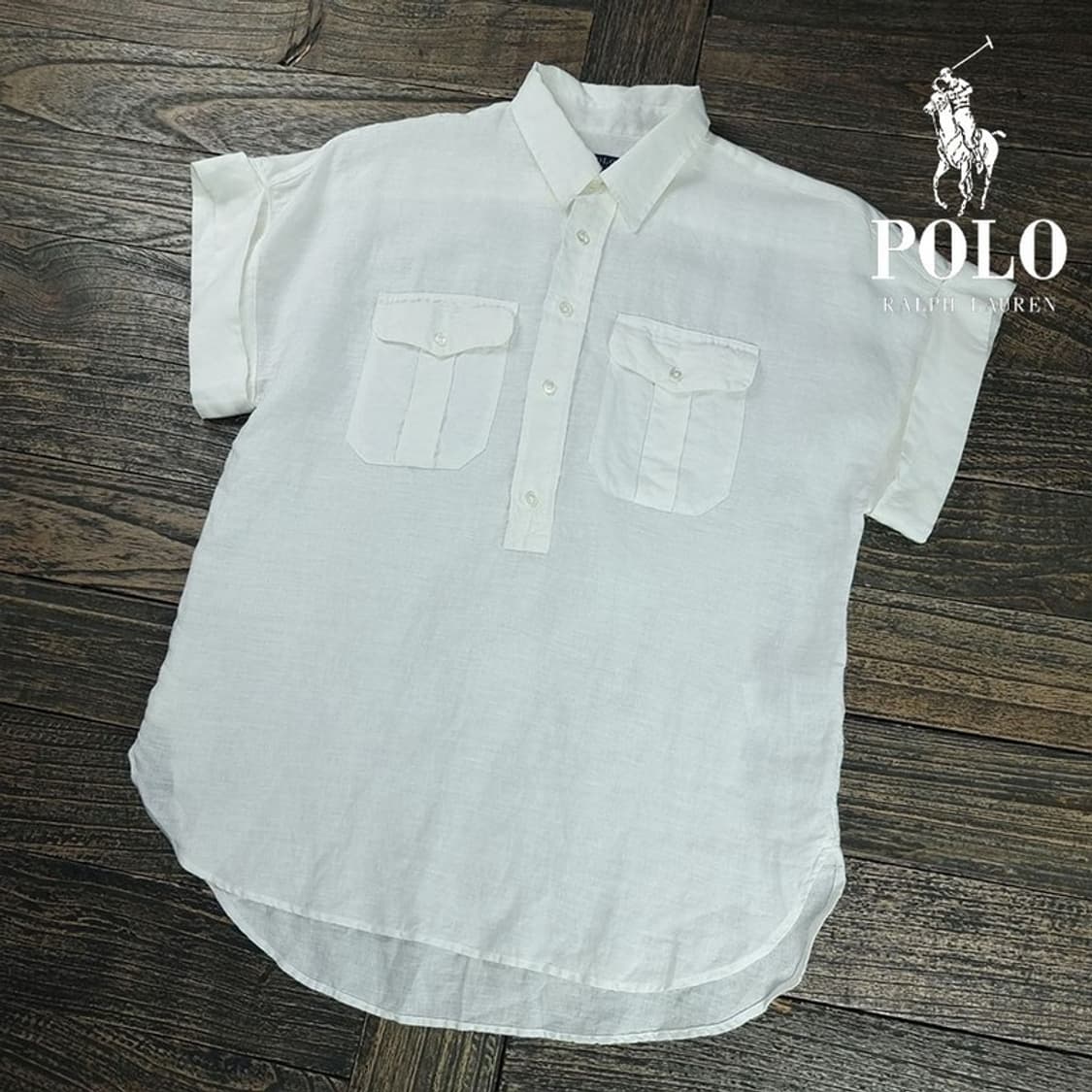 [폴로 랄프로렌] 린넨 풀오버 반팔 셔츠 아이보리 M20242 상품이미지1