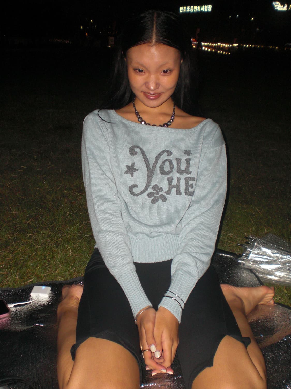 유희 소라색 리브드헴 니트 상품이미지4