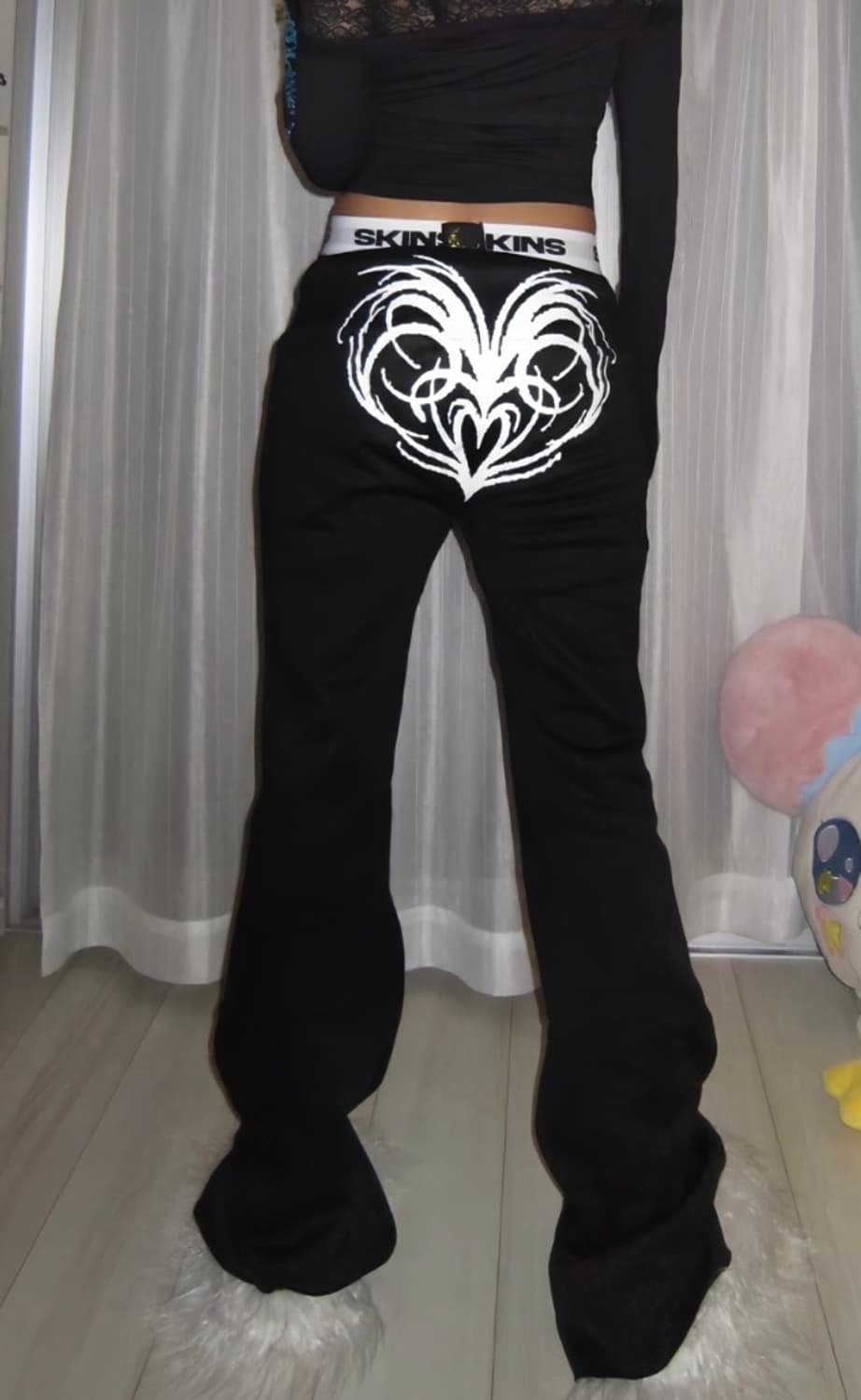 Srrybabe Heart Print Flare Stretch Casua 상품이미지1