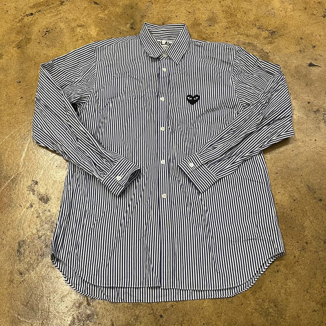 [정품/M] 꼼데가르송 스트라이프 카라 셔츠 긴팔티 b19 상품이미지2