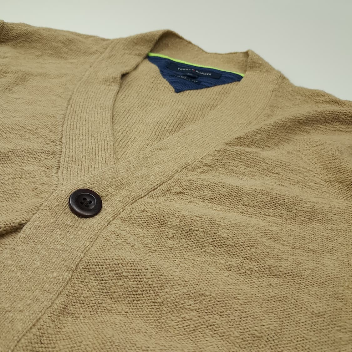 CL117 L 타미힐피거 베이지 코튼 & 린넨 블렌드 투포켓 배색 가디 상품이미지4