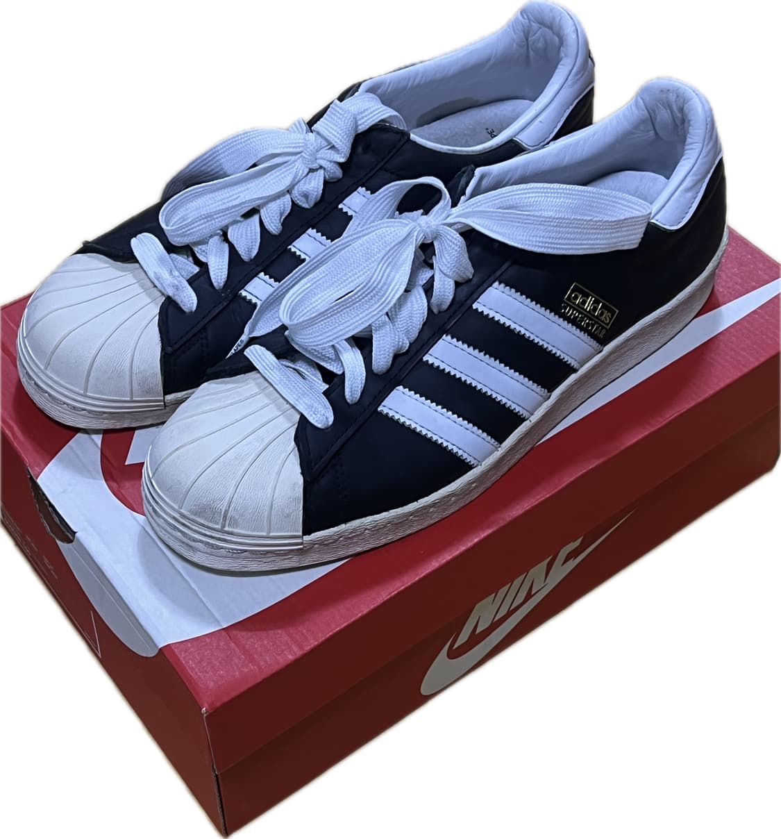 아디다스 x 베이프 슈퍼스타 80s 코어 블랙 오프 화이트 상품이미지1