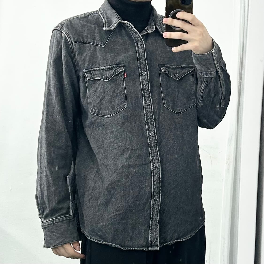 리바이스 흑청 웨스턴 데님 셔츠 상품이미지1