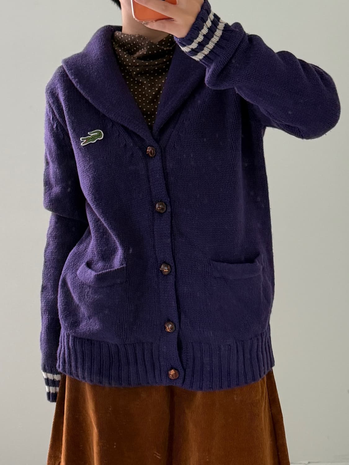 일본빈티지 골든베어 브라운 도트 터틀넥 상품이미지4