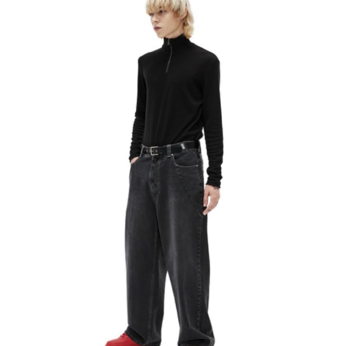 에드 디바이드 레더 와이드 데님 그레이 상품이미지2