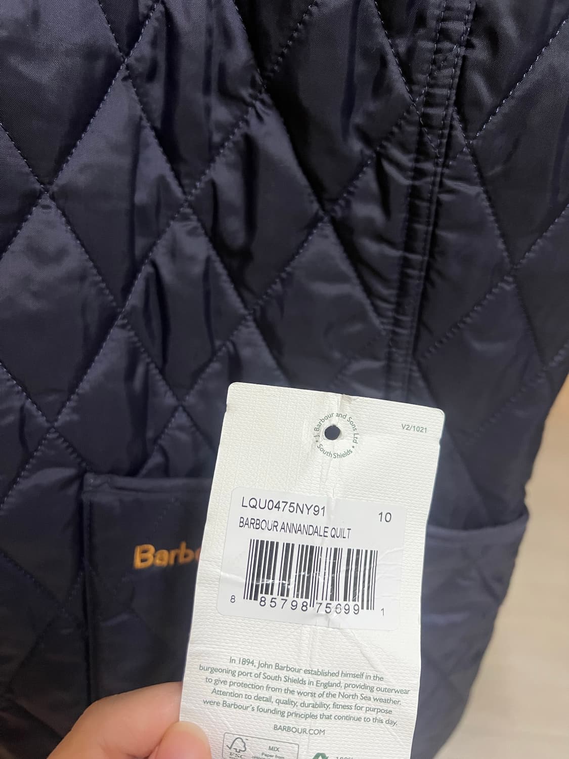바버 아난데일 퀼팅 자켓 네이비 UK10 상품이미지4