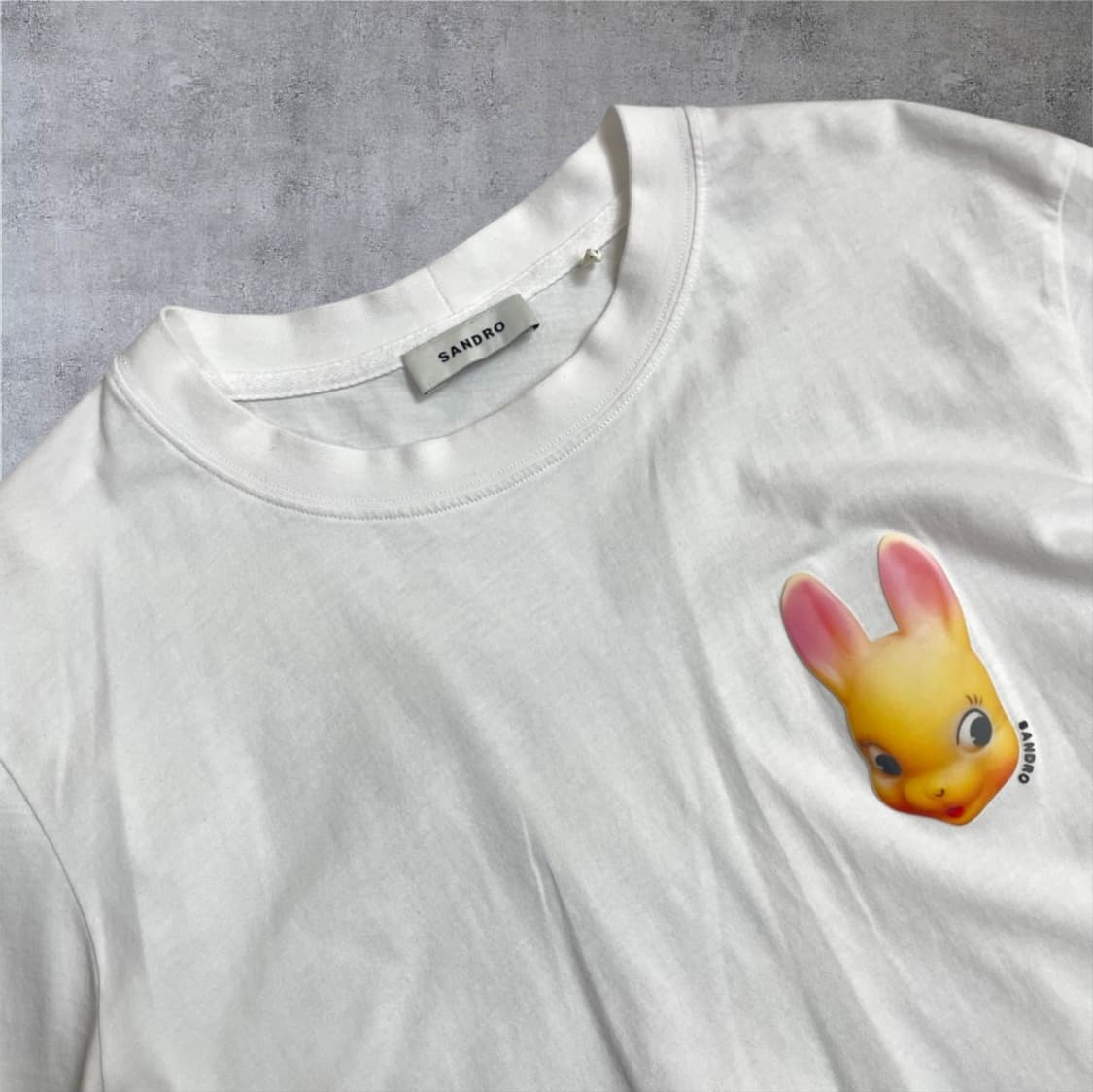 산드로 Sandro 화이트 래빗 그래픽 반팔 티셔츠 M (공용) 상품이미지3
