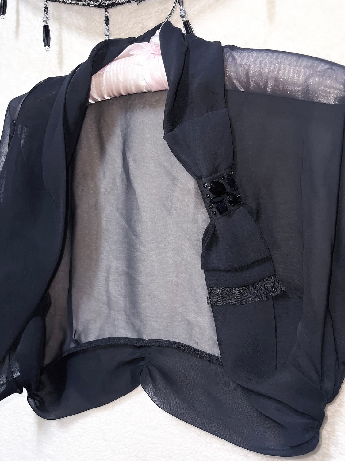 로맨틱고딕 고스로리 펑크 갸루 시스루 쉬폰볼레로 가디건 리본장식 페어리 상품이미지8