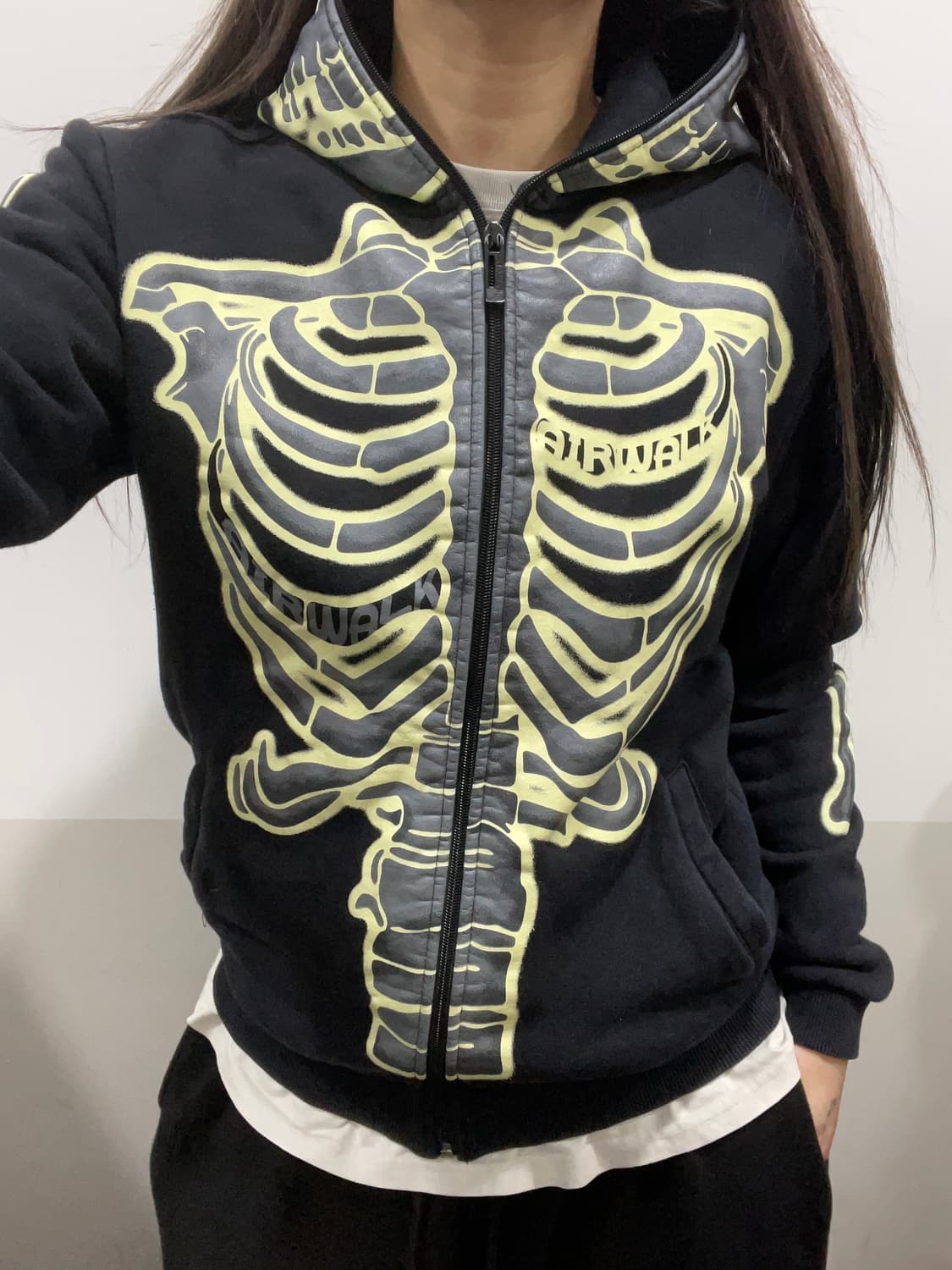 (빈티지)Airwalk 에어워크 야광 bone skeleton 풀 집업 상품이미지1