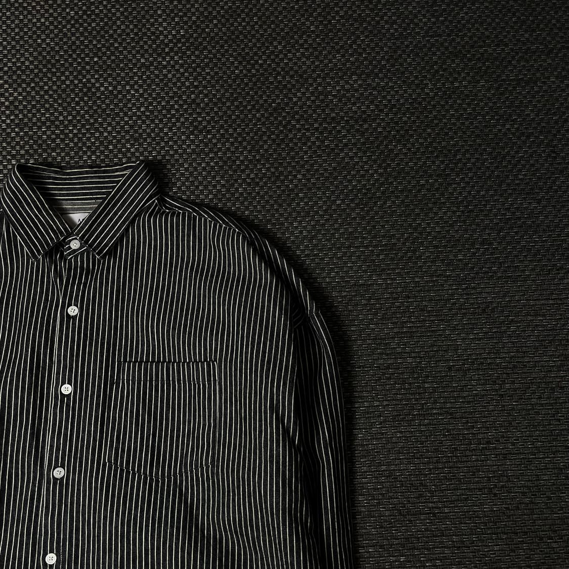 ACON 블랙 화이트 스트라이프 원포켓 데님 자켓 상품이미지3