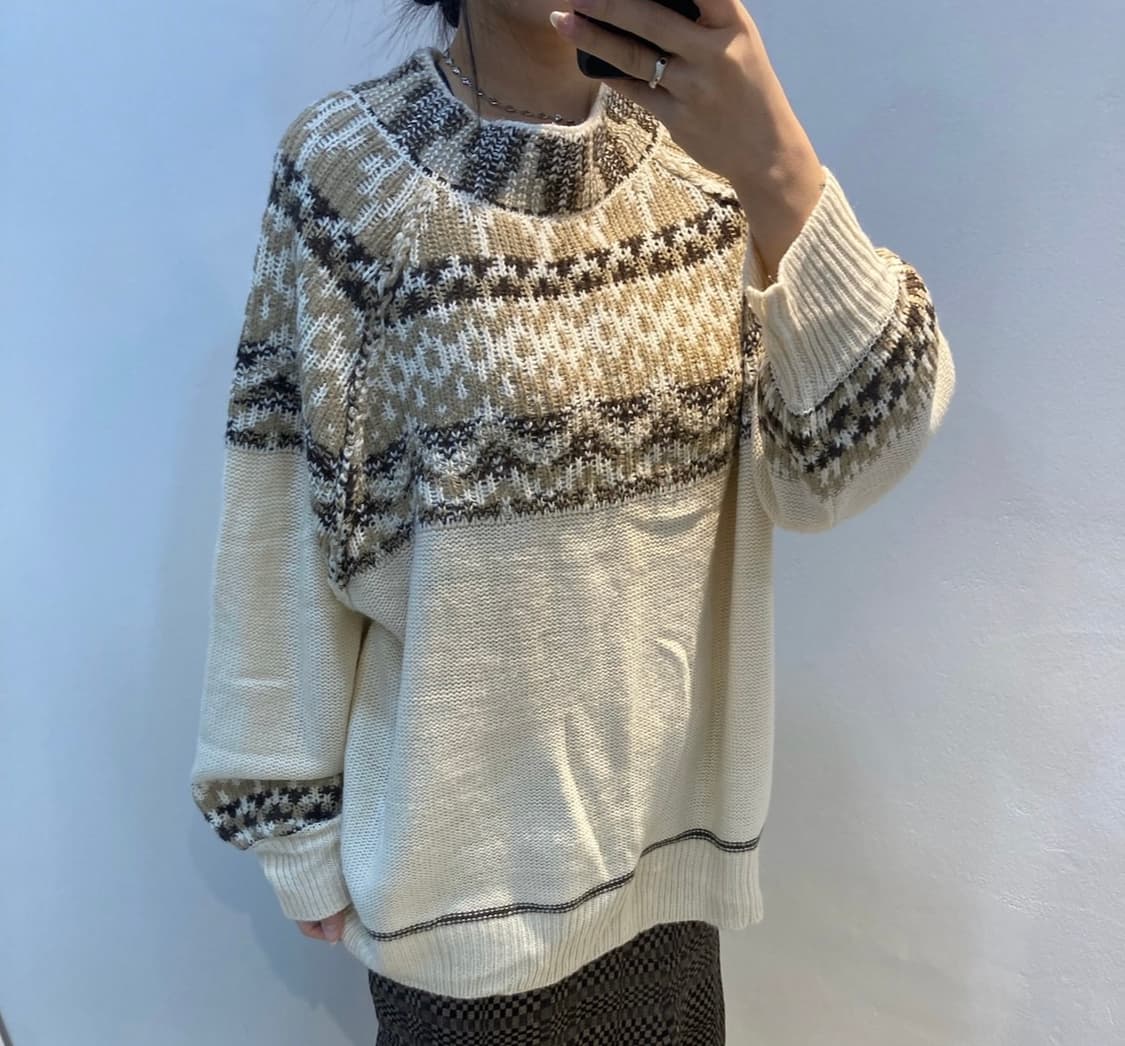 아이보리 래글런 노르딕 니트 상품이미지1