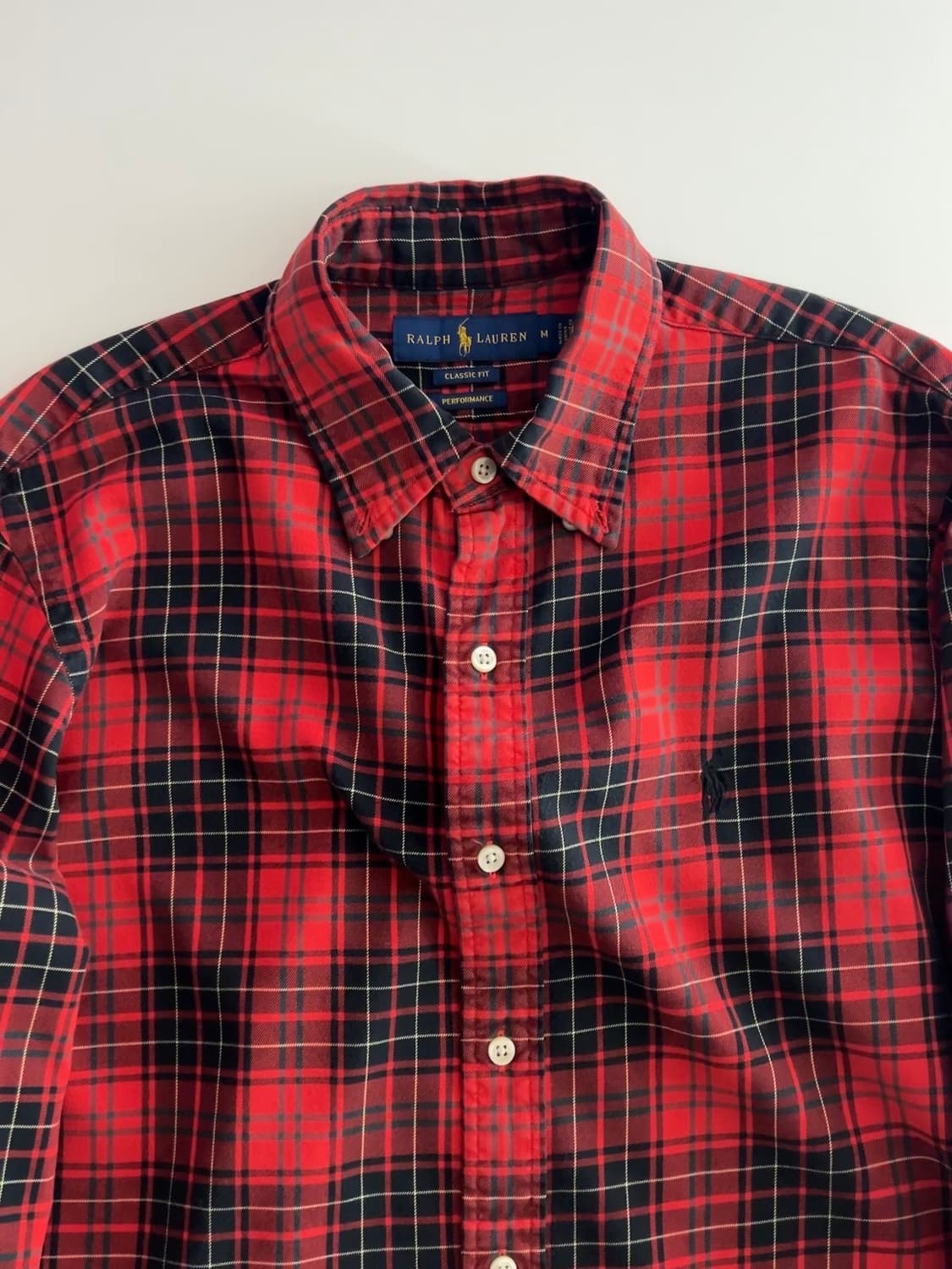 폴로 랄프로렌 레드 클래식 핏 체크 셔츠 M 상품이미지3