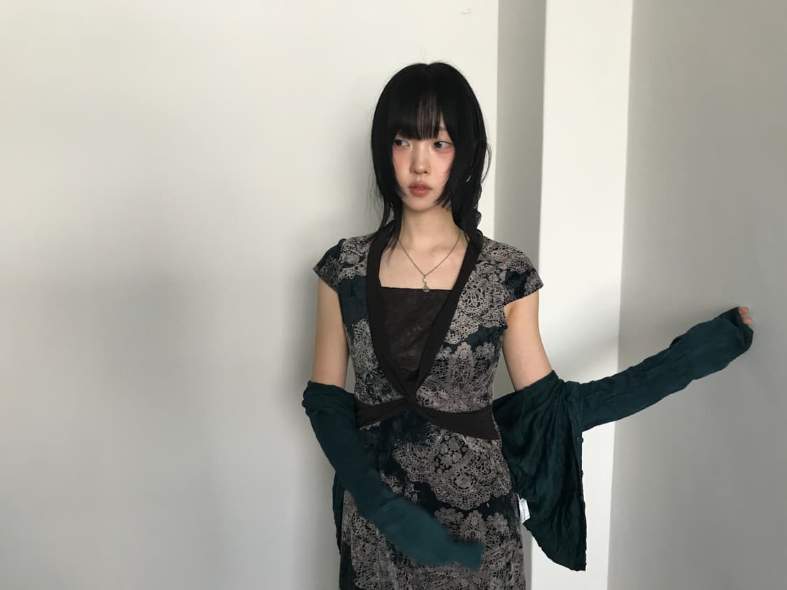 (Vintage)Bluish green slim cardigan 상품이미지7