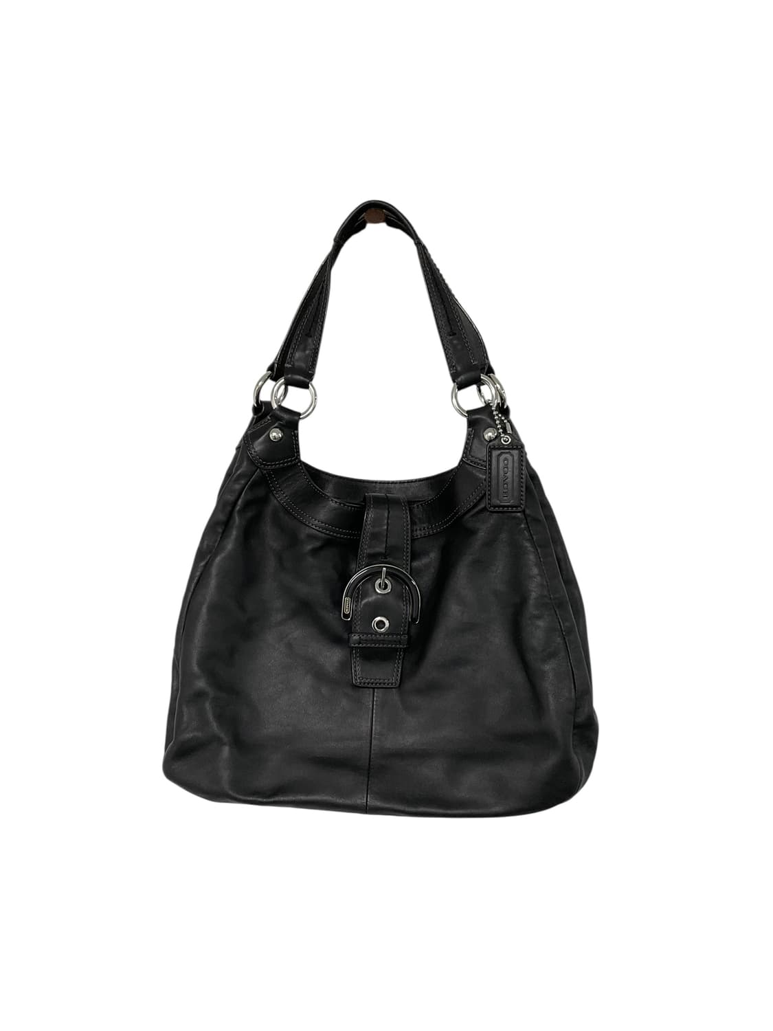 Coach 블랙 레더 숄더백 상품이미지1