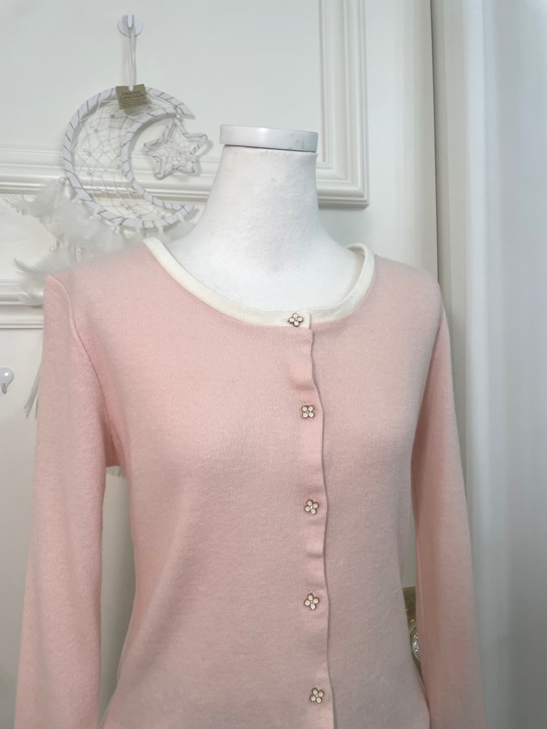 pink ivory line flower button spring car 상품이미지5