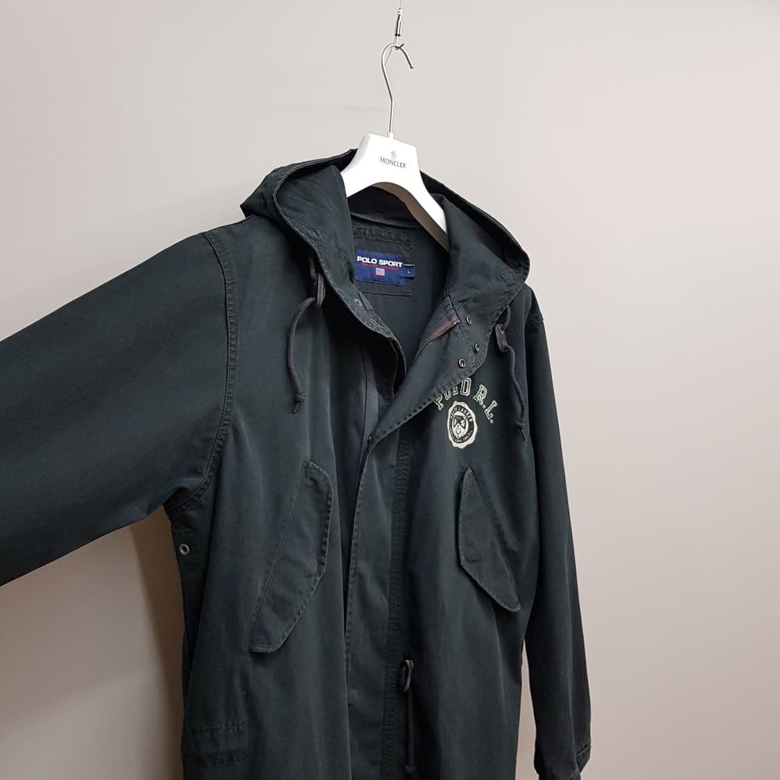 폴로  랄프로렌 로고레터링 후드 롱 파카 자켓 L사이즈 상품이미지3