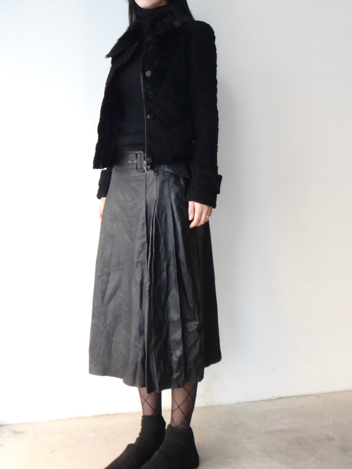 Buckle leather long skirt / black 상품이미지6