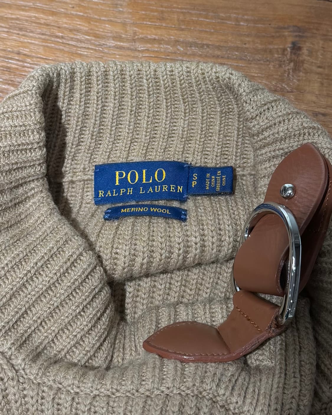 폴로 랄프로렌 브라운 메리노 울 립니트 숄 케이프 상품이미지7