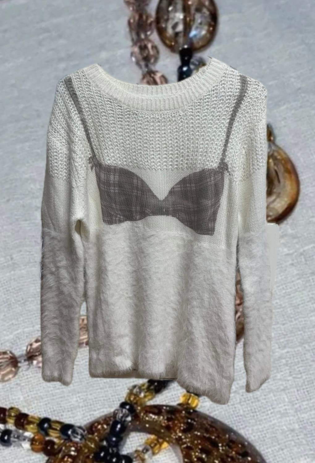 ID vintage 아이디빈티지 앙고라 믹스 프린팅 니트 상품이미지1