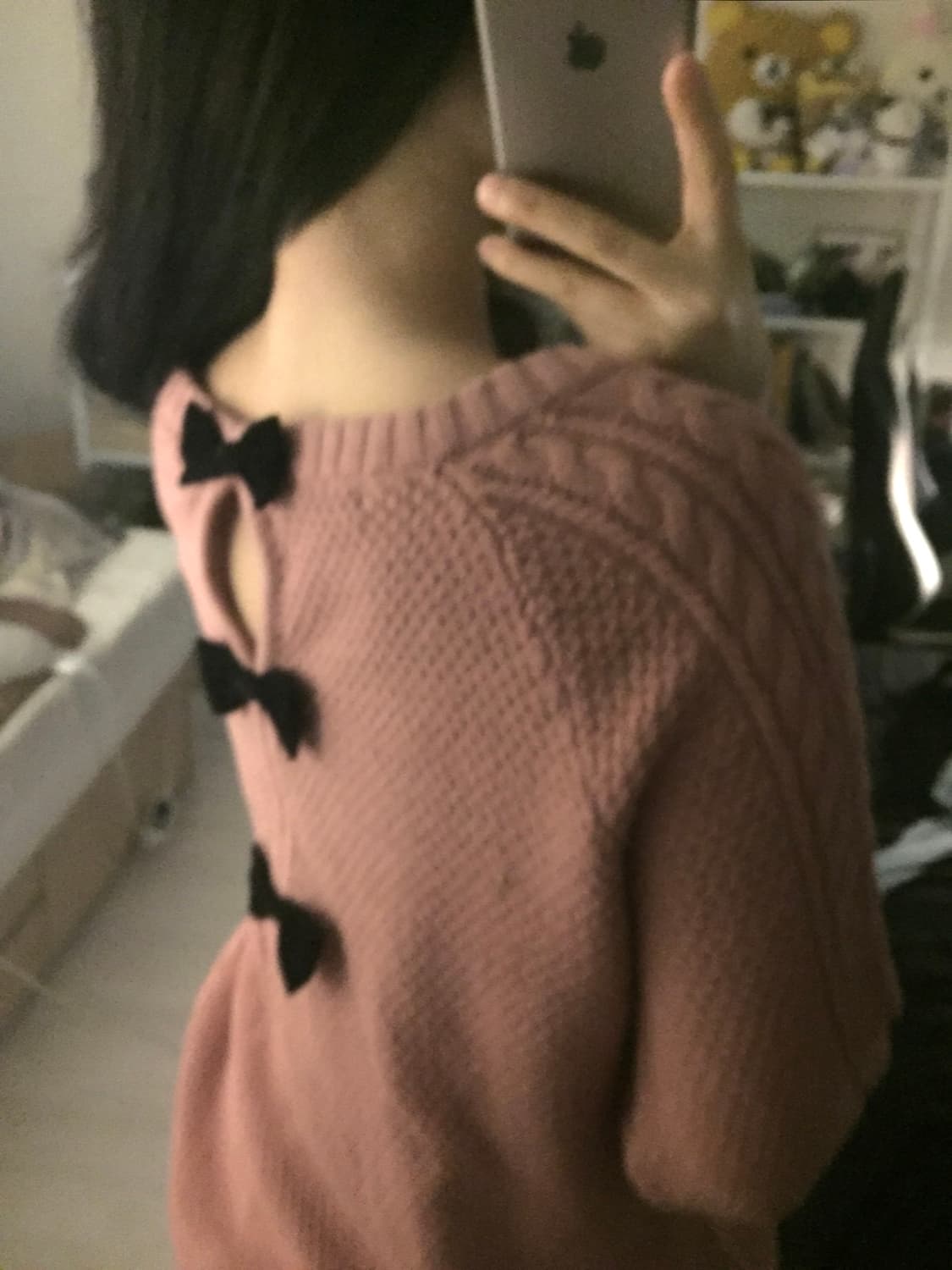 빈티지 리본 아방핏 꽈배기니트 상품이미지3