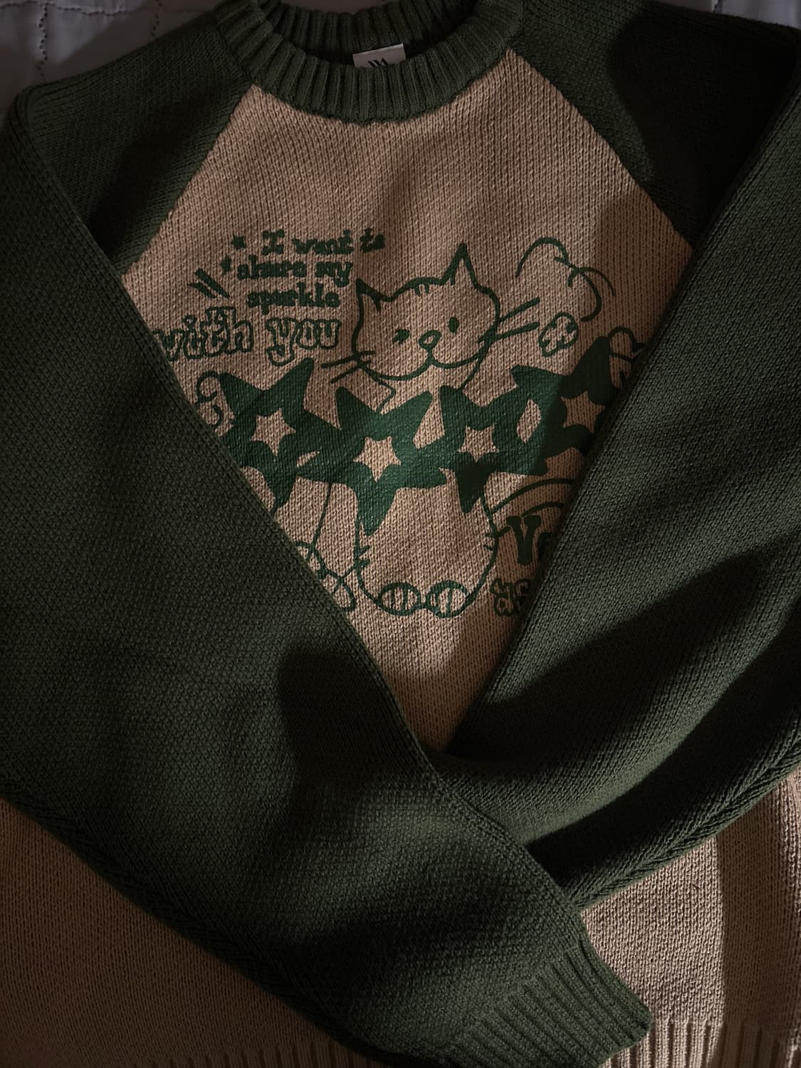 벤힛 스타캣 레글런 베이지카키 니트 M 상품이미지1