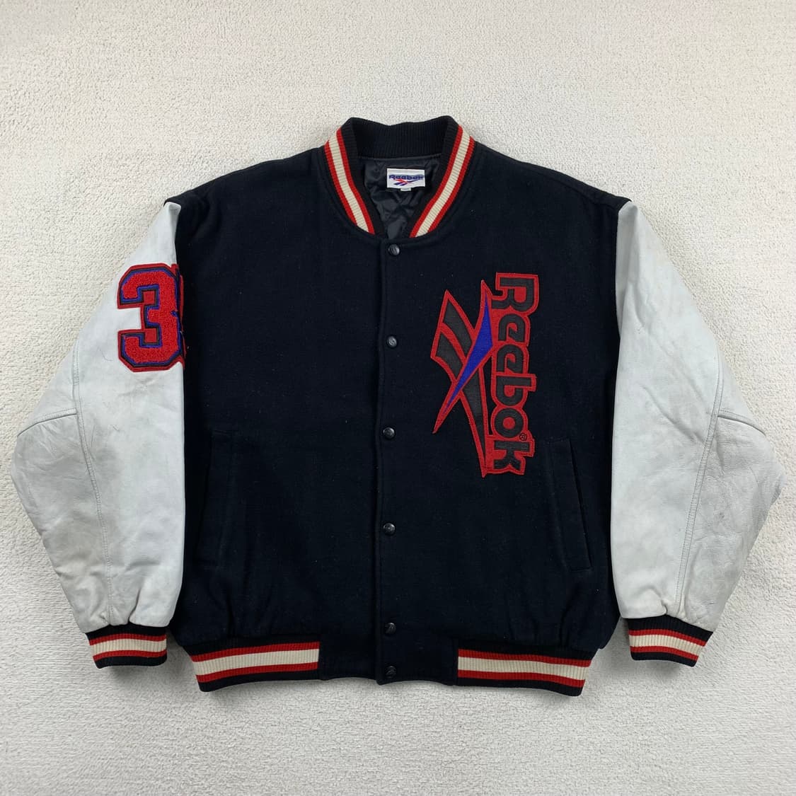 90‘s 리복 시카고 화이트삭스 프랭크 토마스 기념 바시티 자켓 상품이미지1