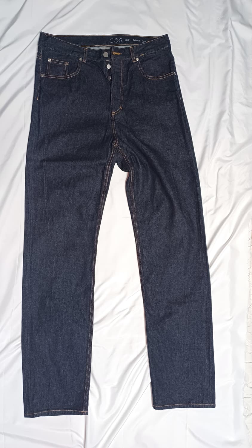 [새제품]32 코스 셀비지 데님팬츠 릴렉스드 진 청바지 생지 테이퍼드핏 상품이미지1