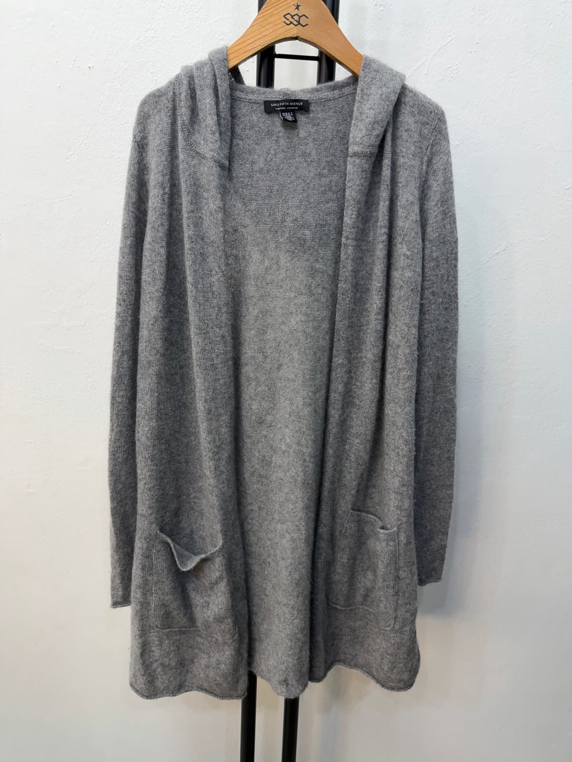 정품) 삭스피프스애비뉴 캐시미어100 후드 가디건 S 상품이미지1