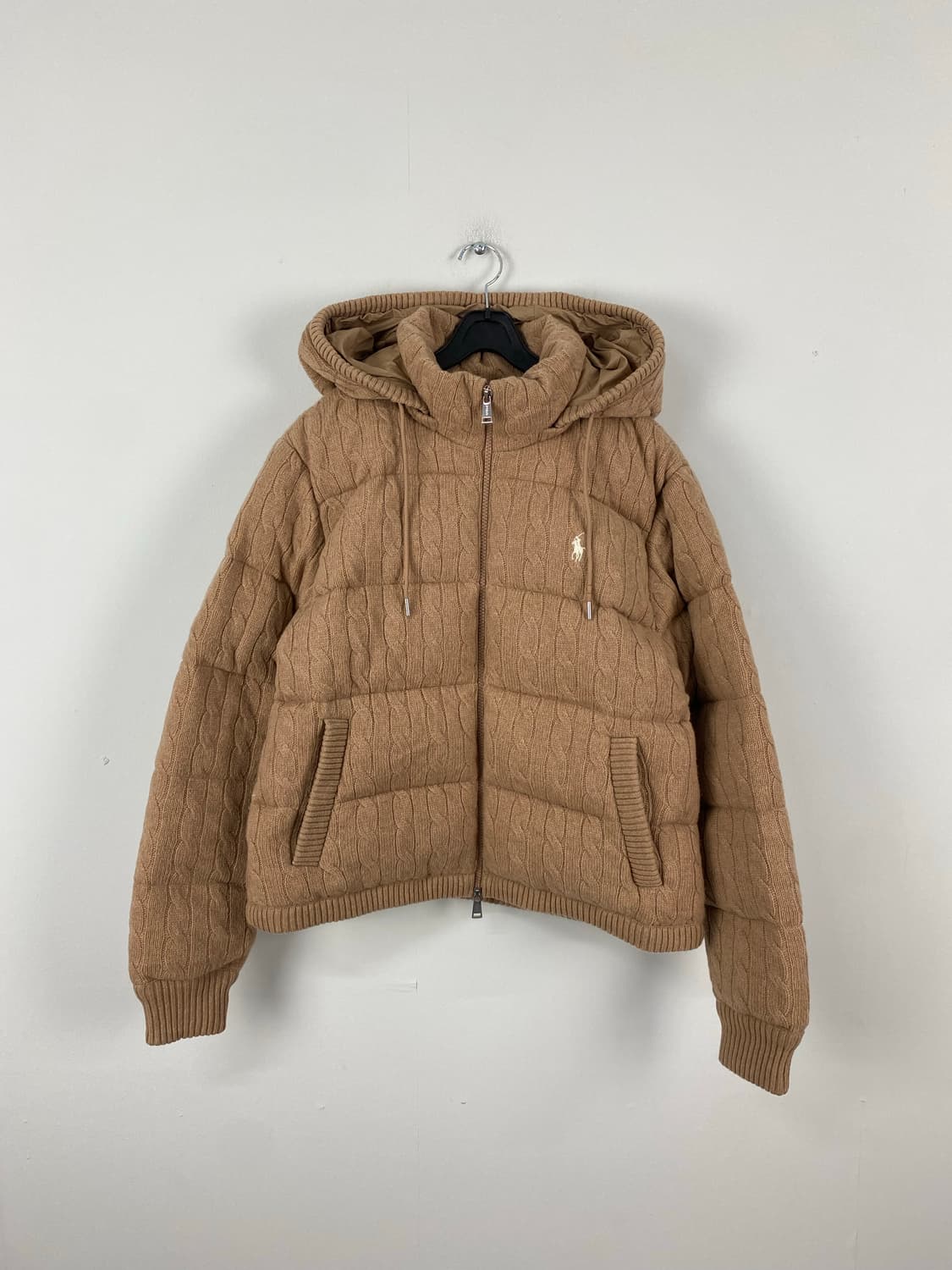 폴로 랄프로렌 케이블 니트 울캐시미어 후드 다운패딩 M 상품이미지1