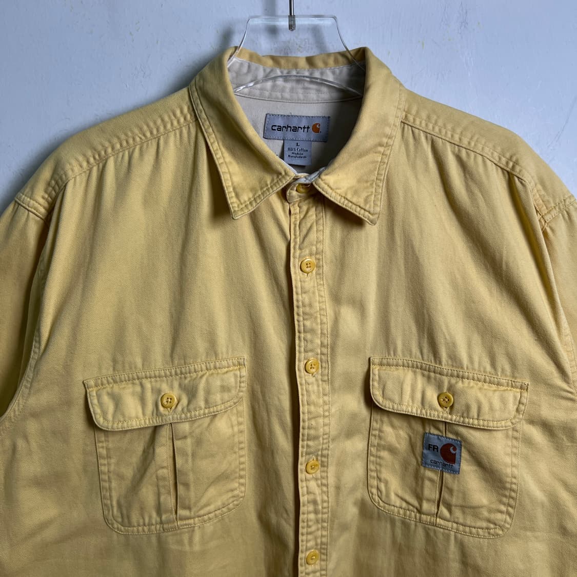 Carhartt 칼하트 빈티지 옐로우 반팔 워크 셔츠 L 상품이미지5