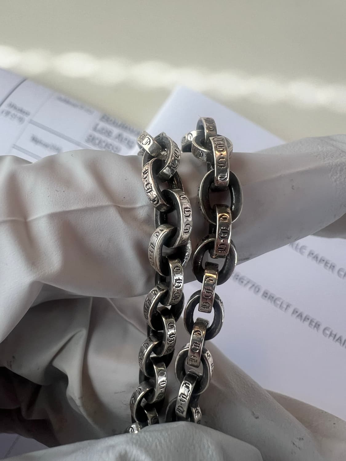 [8인치] 크롬하츠 페이퍼체인 스몰 팔찌 상품이미지6