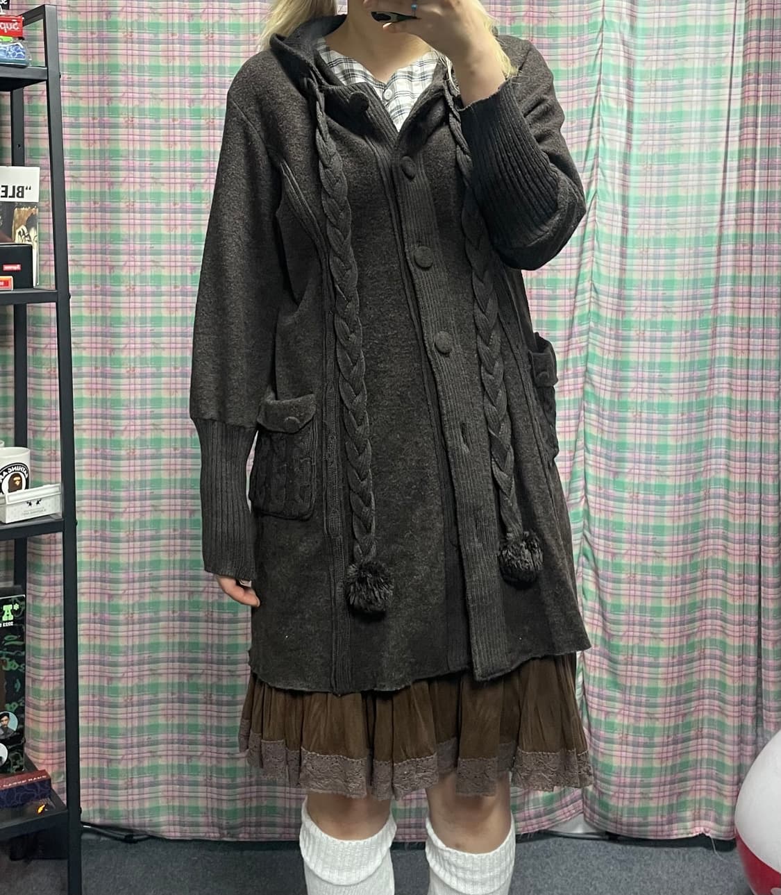 모리걸 브라운 폼폼이 모리가디건 상품이미지4