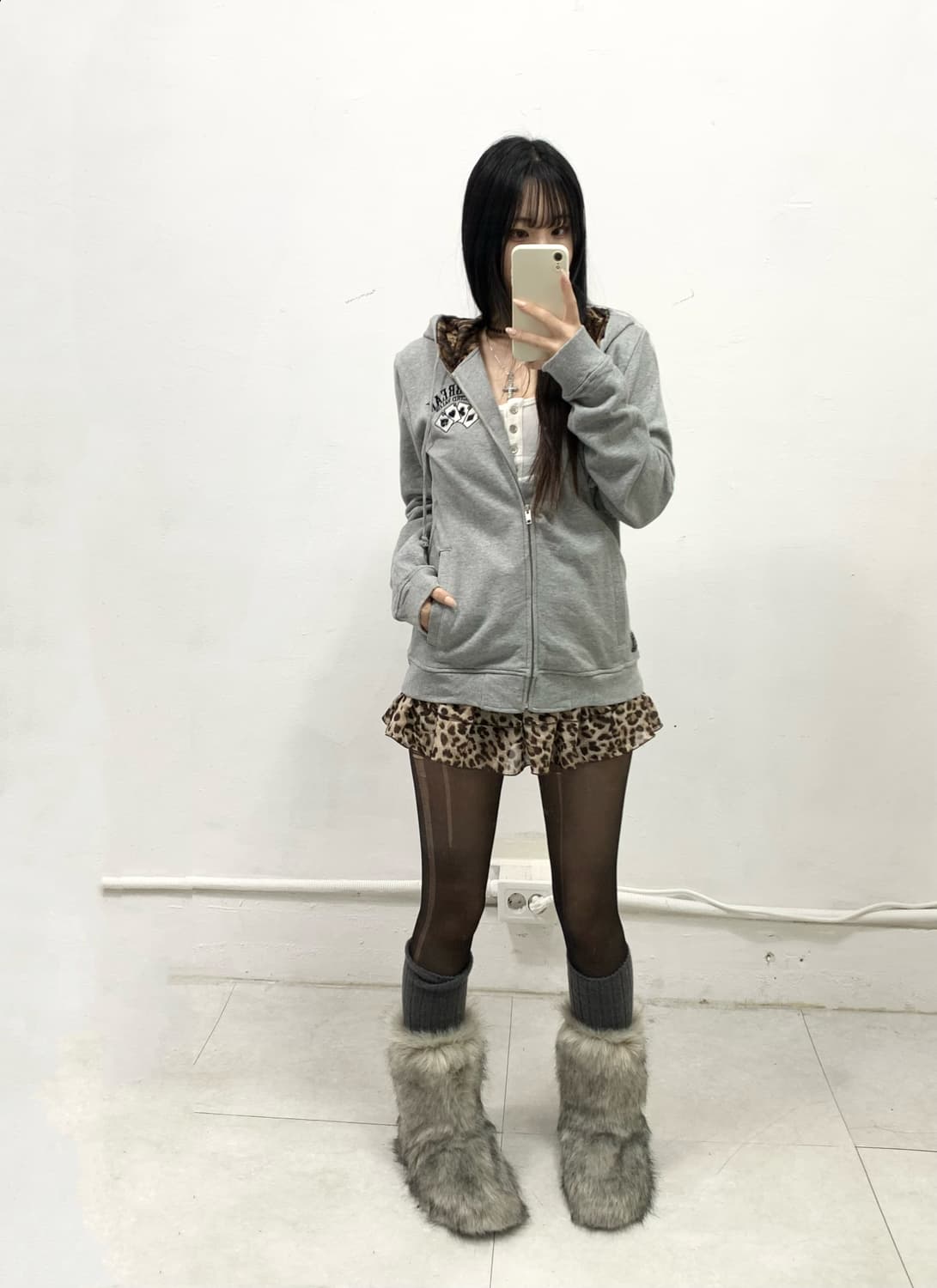 [SOUL BREAK] 레오파드 스컬 포커 후드집업 상품이미지2