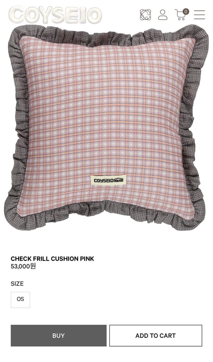 코이세이오 체크 프릴 쿠션 상품이미지1