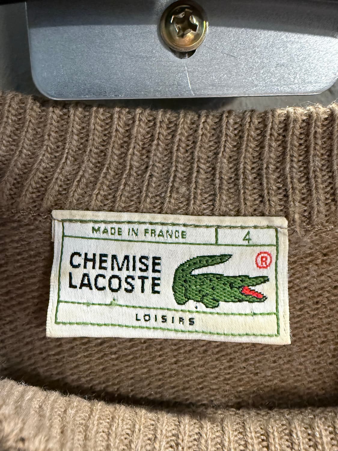 L 라코스테 LACOSTE 프랑스제 울 니트 스웨터 베이지 상품이미지5