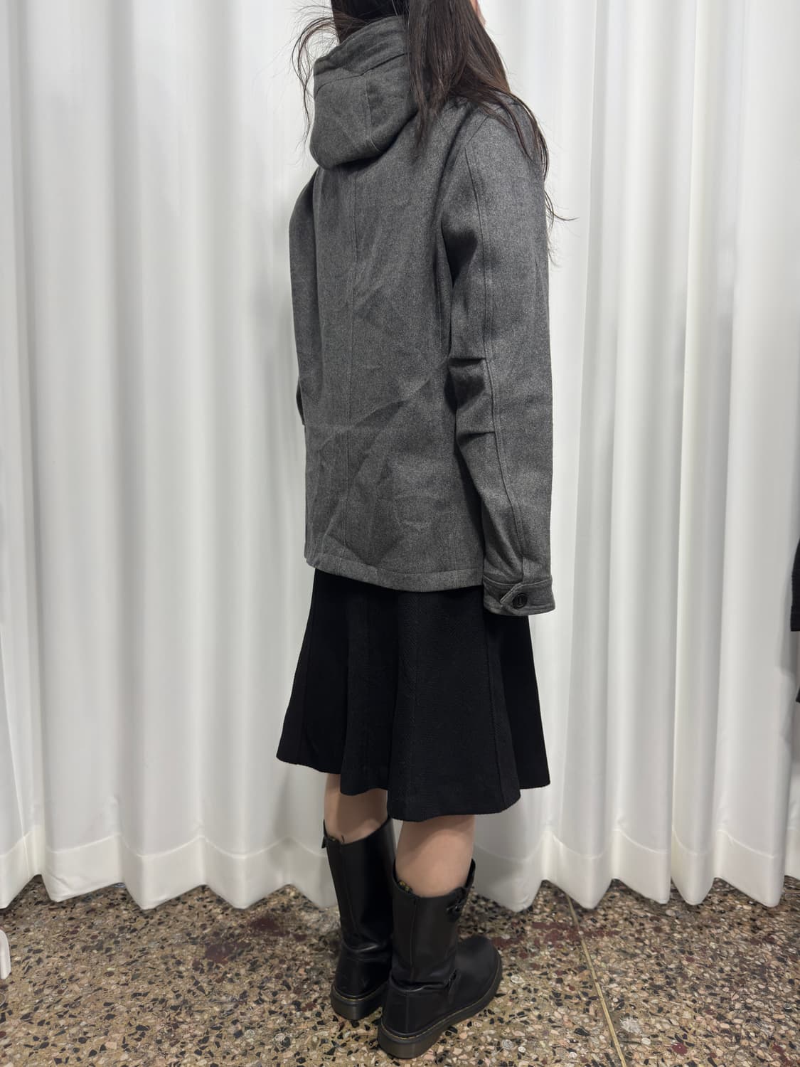 gray hood duffle wool jacket 상품이미지5