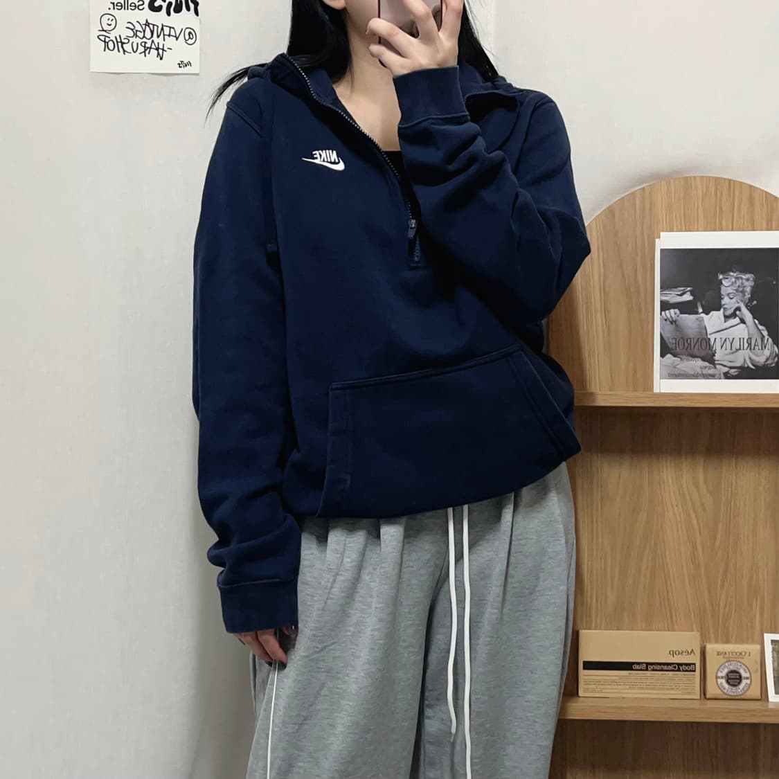 [정품] 나이키 네이비 푸츄라 반집업후드티 [ M ] 상품이미지2