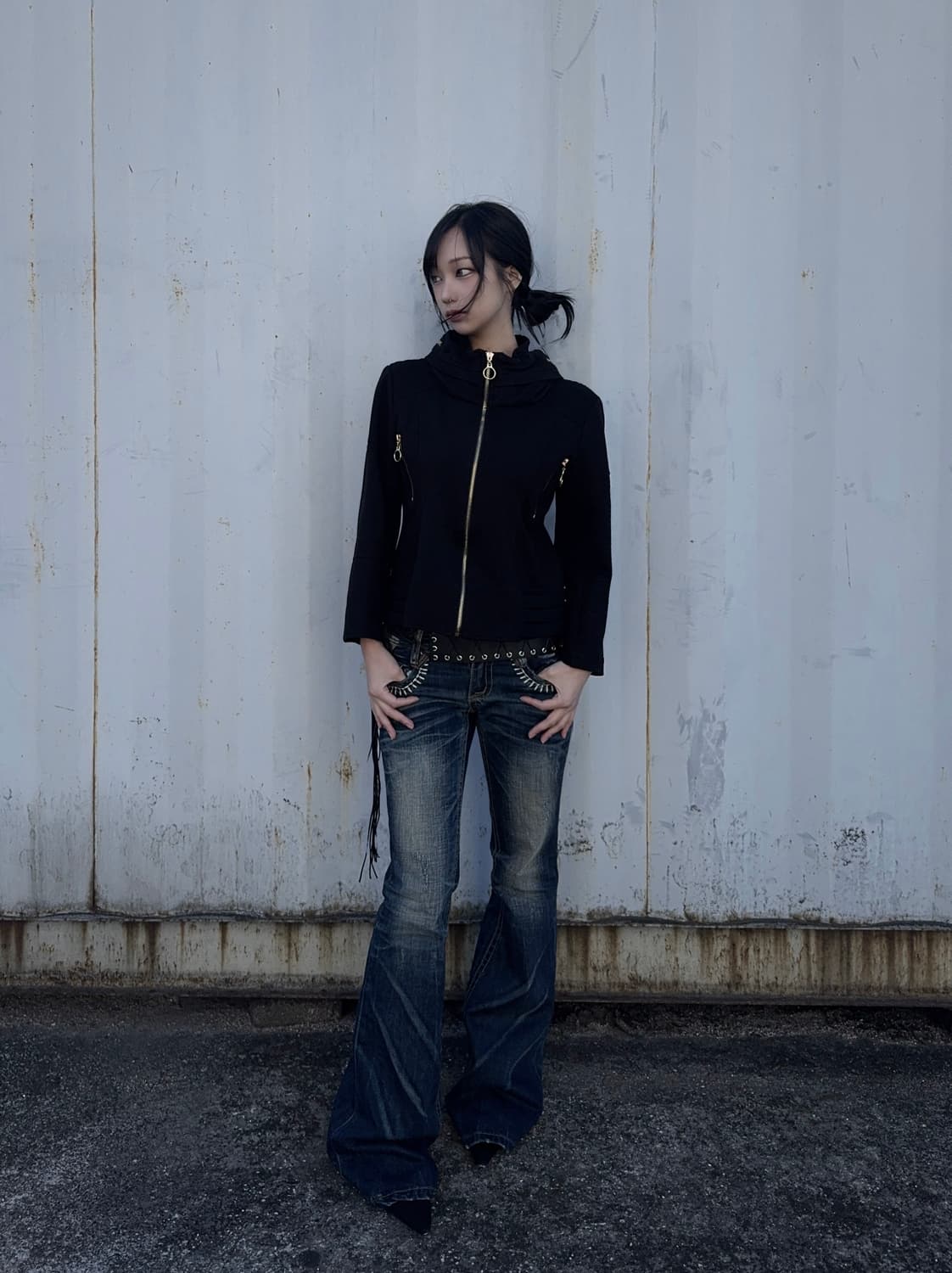 Black zip up jacket 상품이미지3