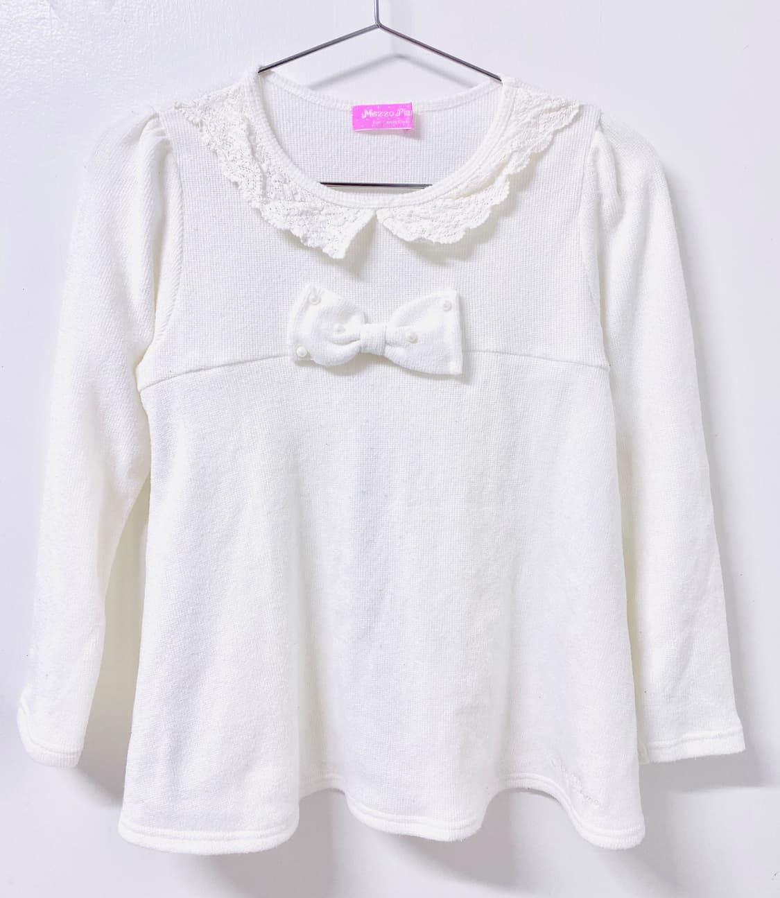 메조피아노 진주 리본 아이보리 니트 상품이미지1