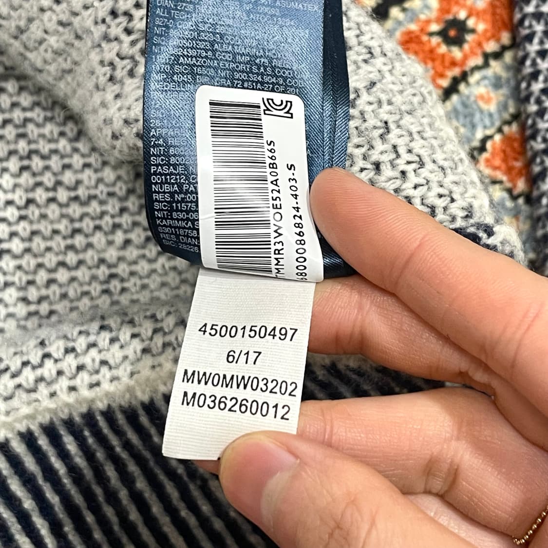 타미힐피거 네이비 스트라이프 패턴 울니트 남성S 상품이미지5