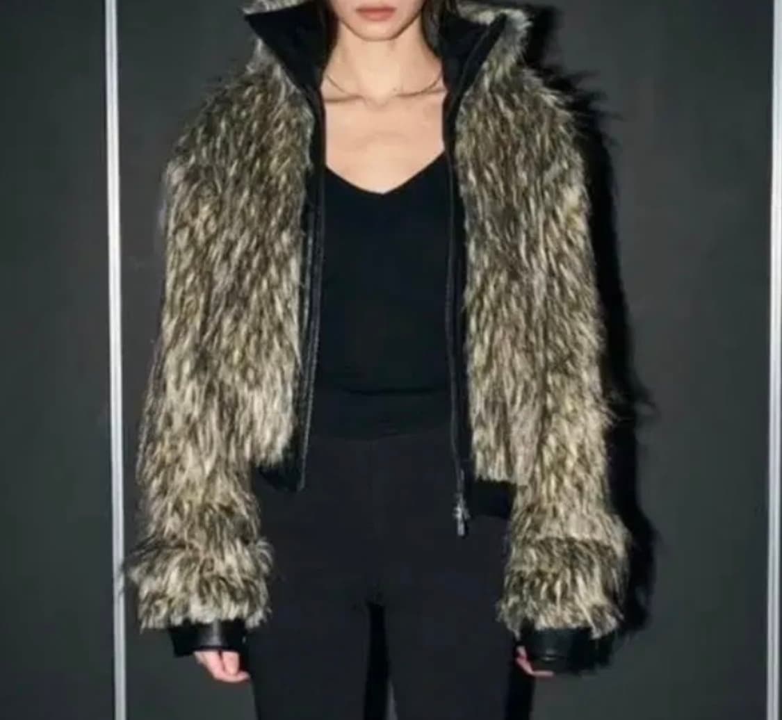 보헤미안서울 하이넥 투웨이 퍼자켓 브라운 상품이미지1