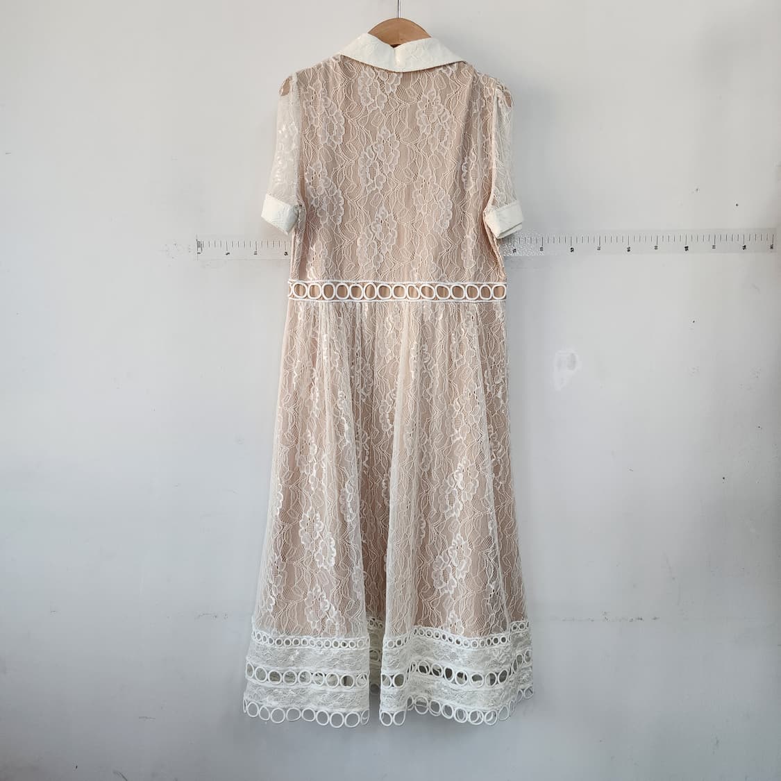 수입 레이스 시스루 배색 롱 원피스 상품이미지5