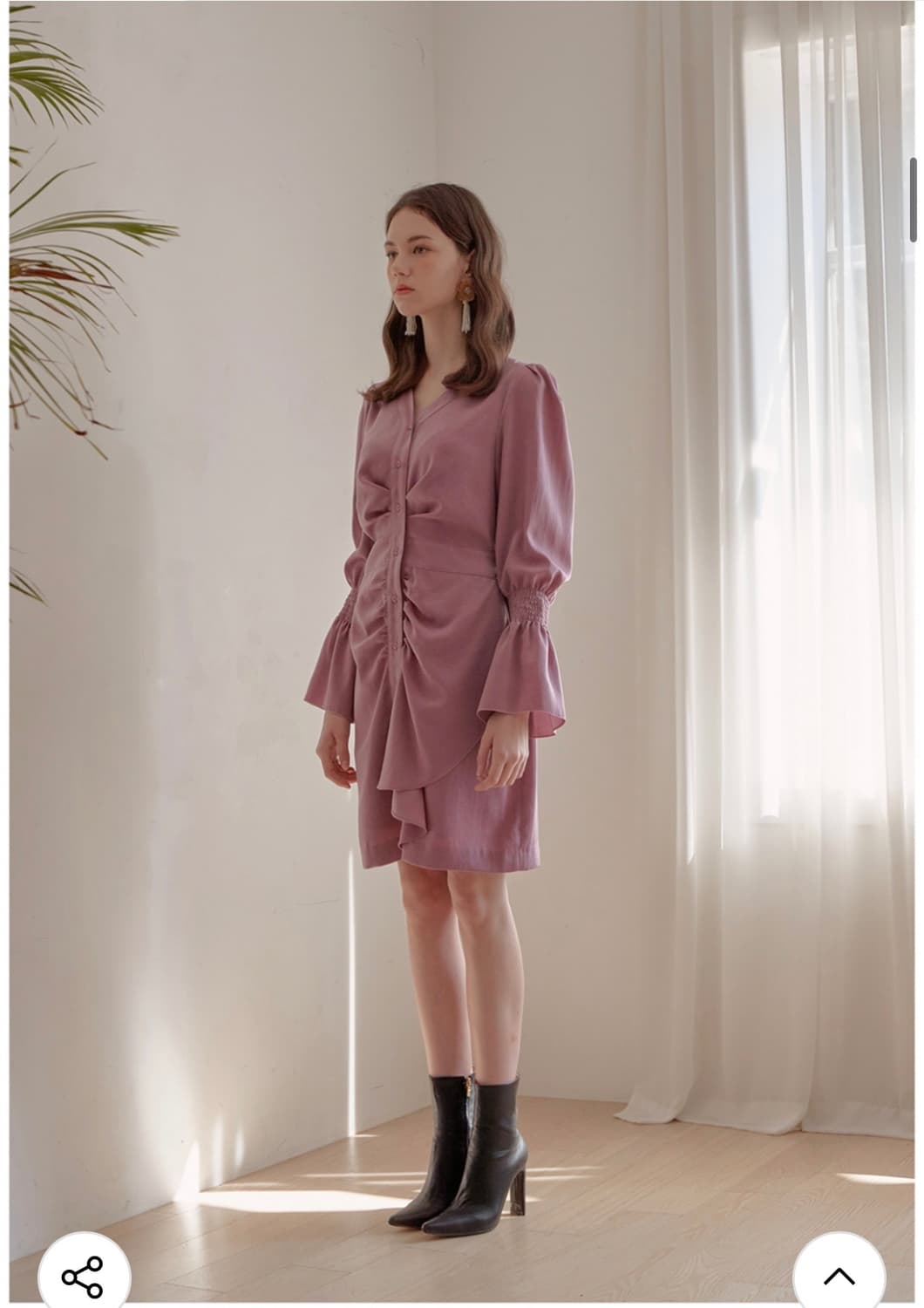 쥴리앤칼라 퍼플 펄 셔링 핀턱 원피스 F 상품이미지4