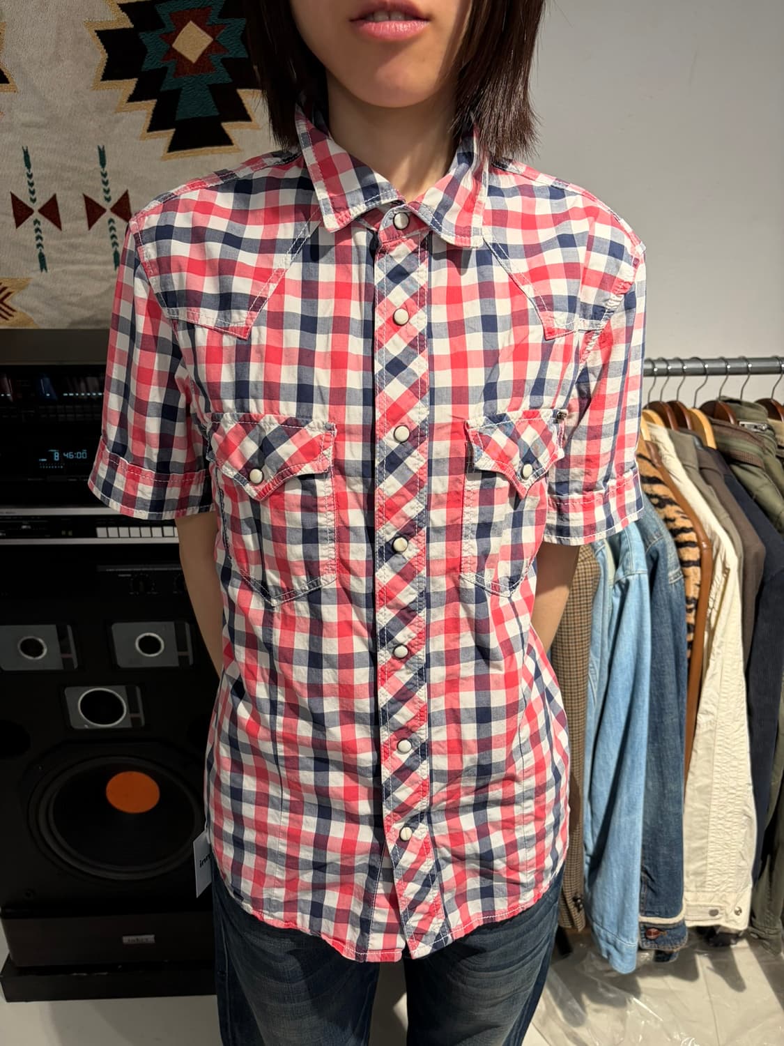 Shane Jeans 웨스턴 체크 반팔 셔츠 상품이미지1