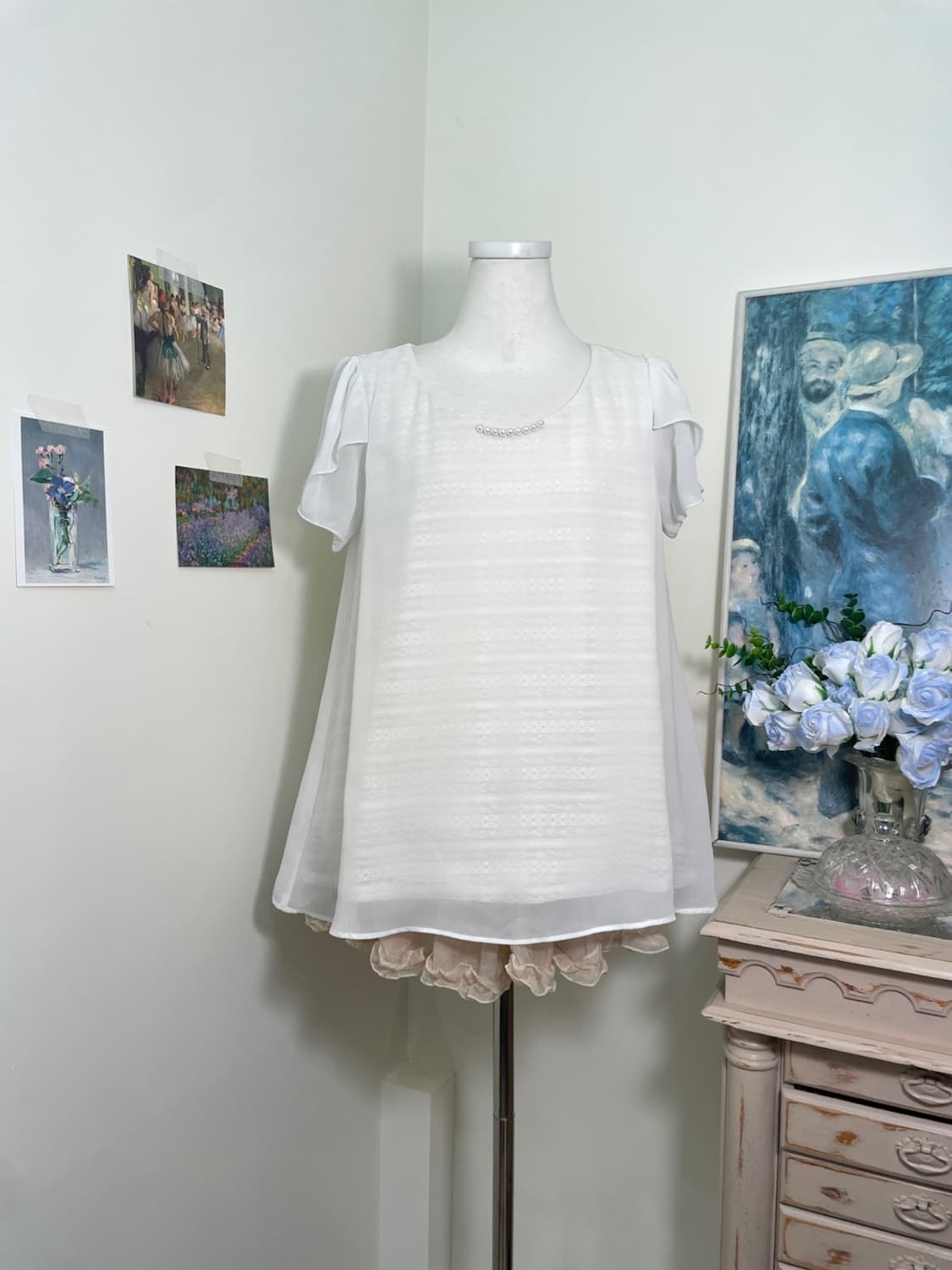 white inner lace ruffle sleeve blouse 상품이미지1
