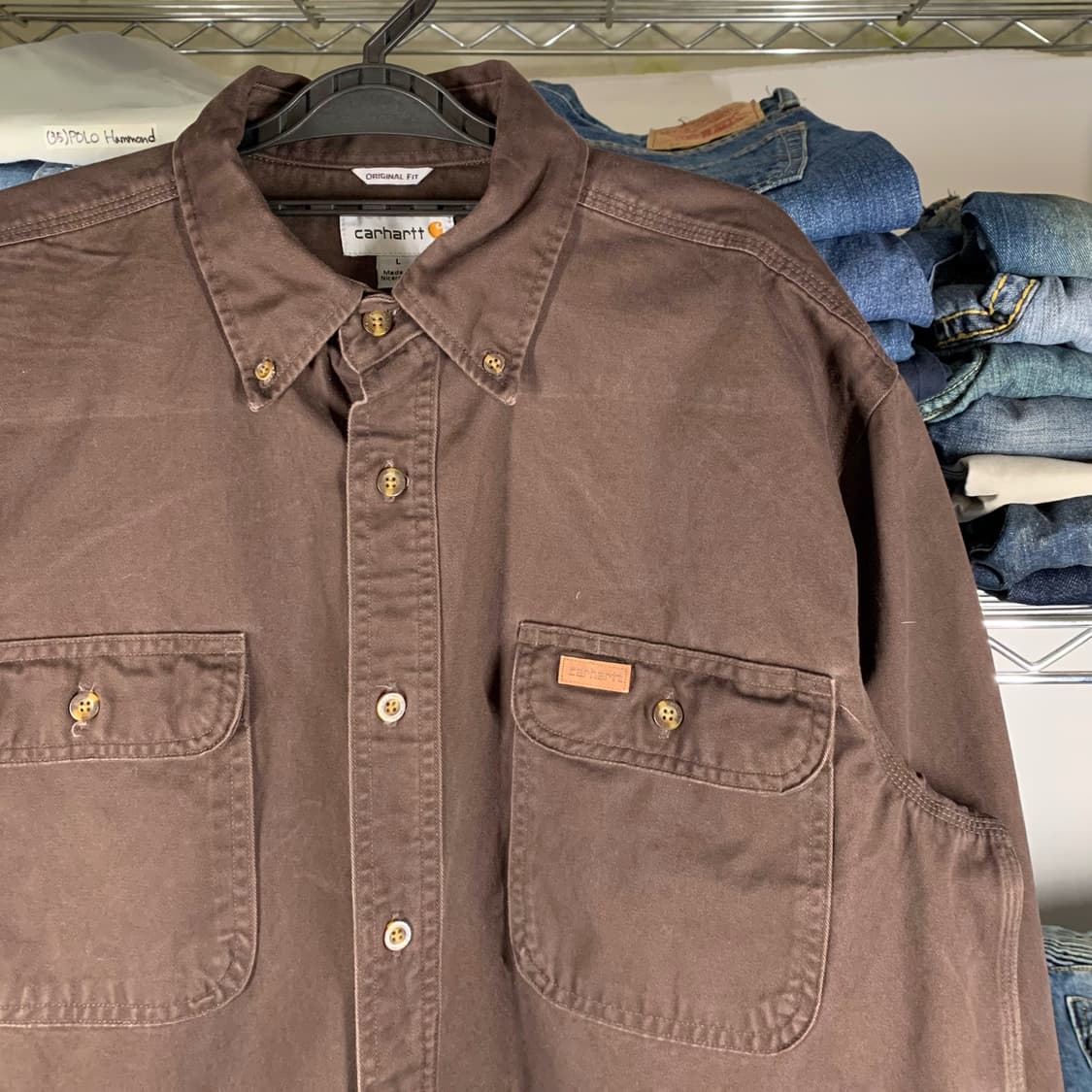 [L] 칼하트 헤비코튼 워크셔츠 다크브라운 상품이미지1