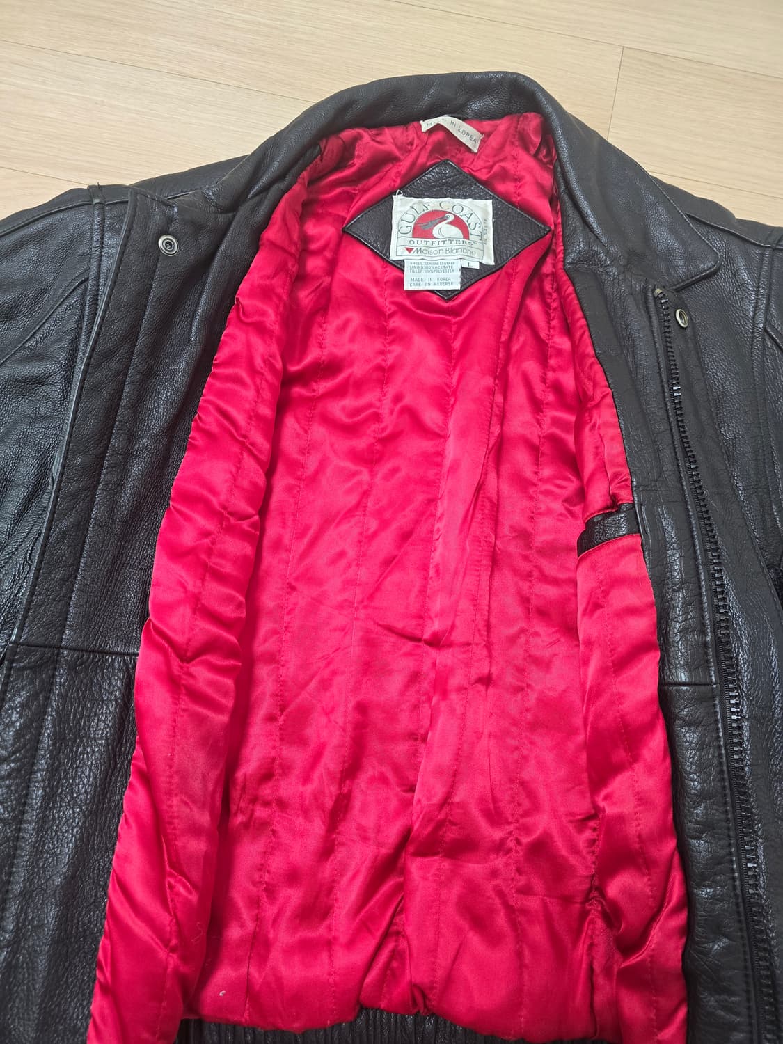 빈티지 Gulf Coast Outfitters 소가죽 봄버자켓 L 상품이미지2
