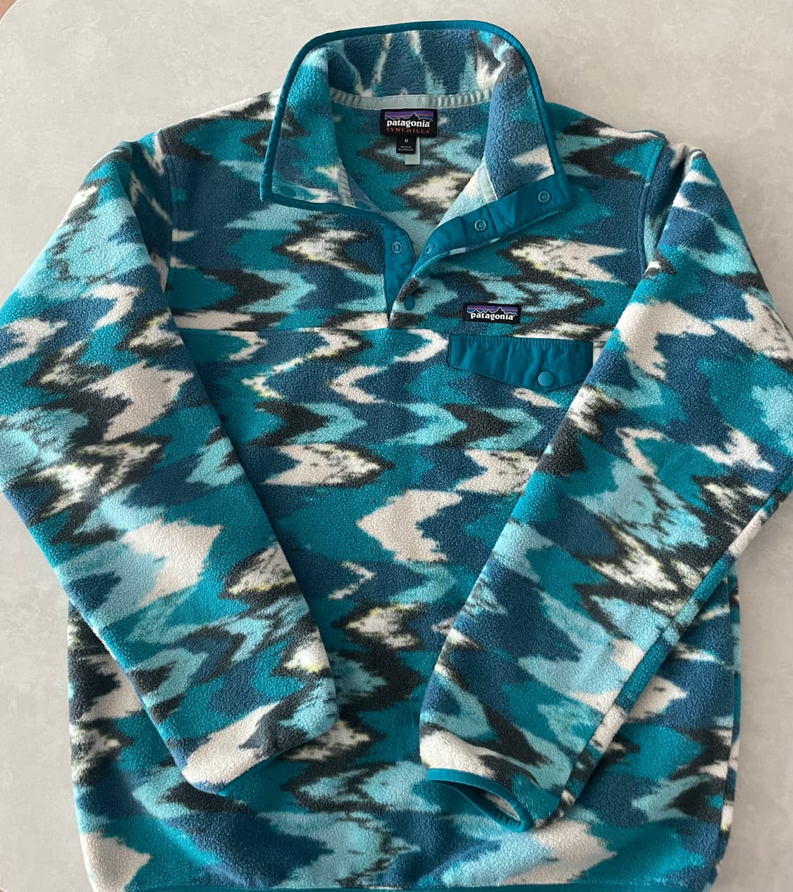 파타고니아 신칠라 블루 터콰이즈 패턴 여성 M 헤비웨이트 상품이미지1