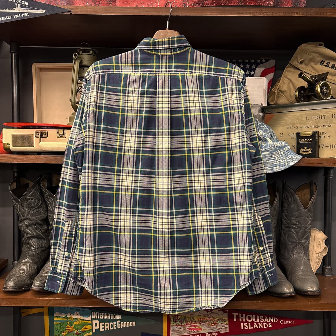 90s 폴로 랄프로렌 클래식핏 윈도우 타탄체크 버튼다운 셔츠 N752 상품이미지2