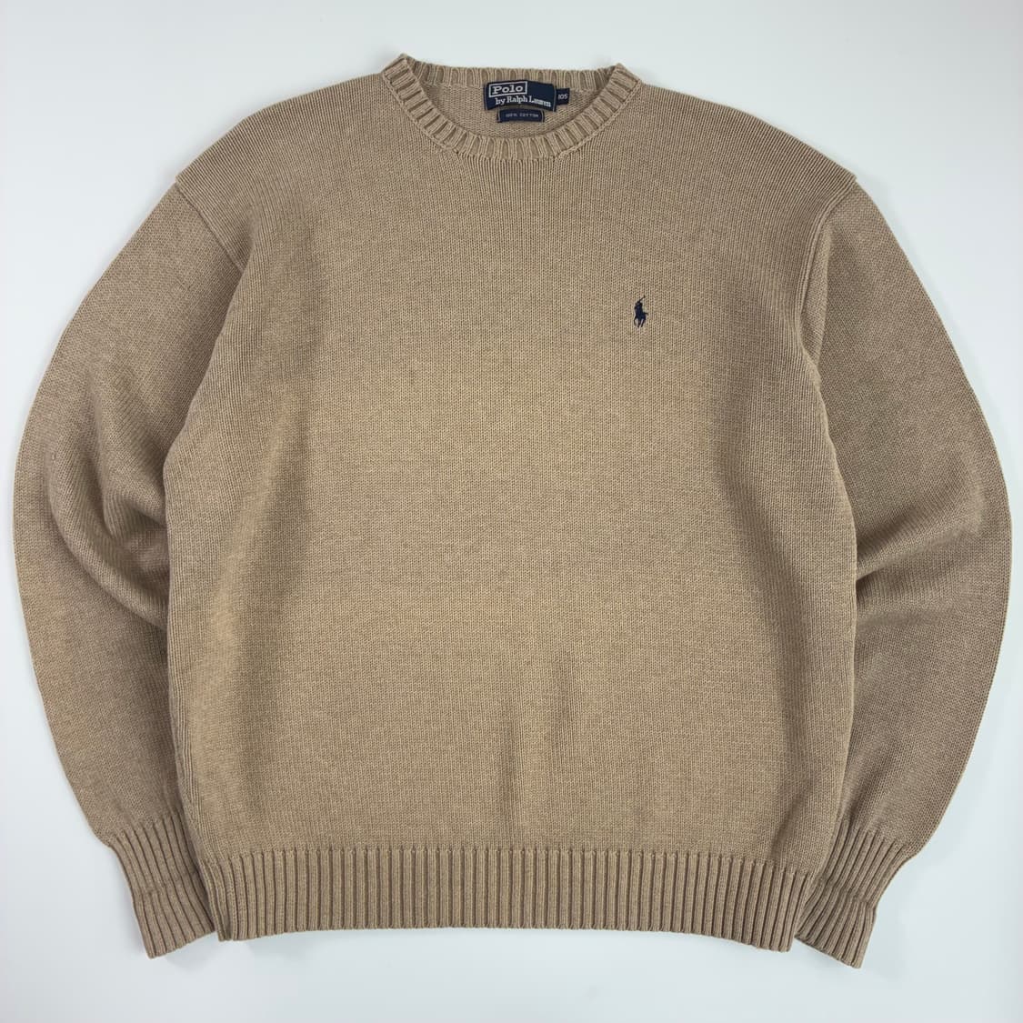 Polo  폴로 랄프로렌 자수 코튼 다크베이지 라운드 니트  상품이미지1